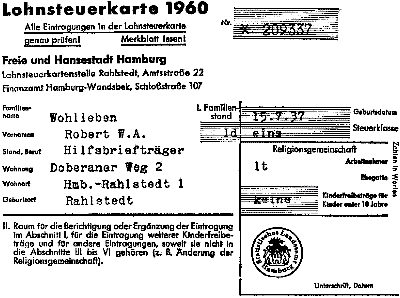 RWs Lohnsteuerkarte 1960